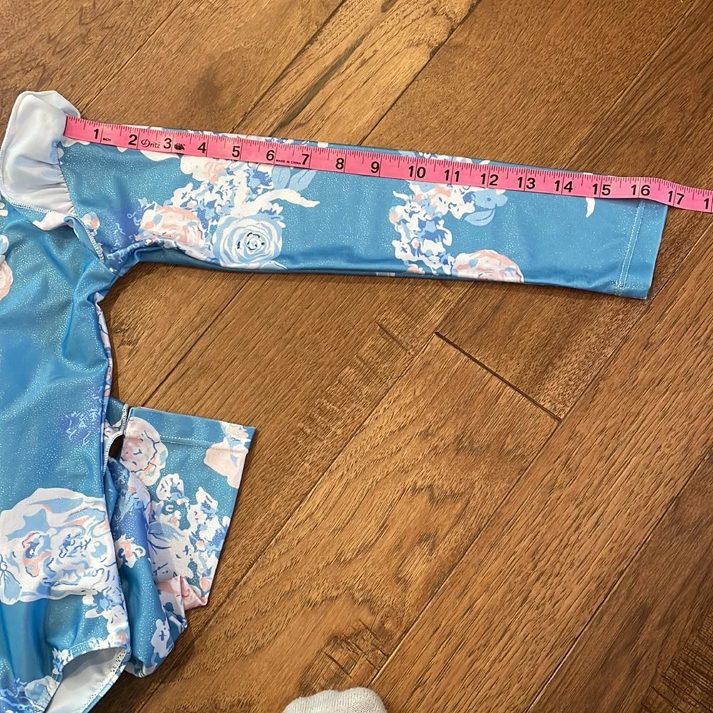 Girls Long-Sleeve Shabby Chic Blue Gymnastics Leotard Dance Leotard - Size 150